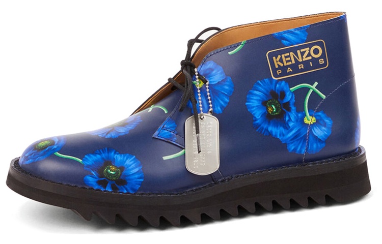 Kenzo Leather Lace-Up 'Fashion Ankle Boot Blue'