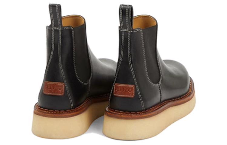 Kenzo Leather Round-Toe Slip-On Chunky Chelsea Boots 'Black' 圖 3