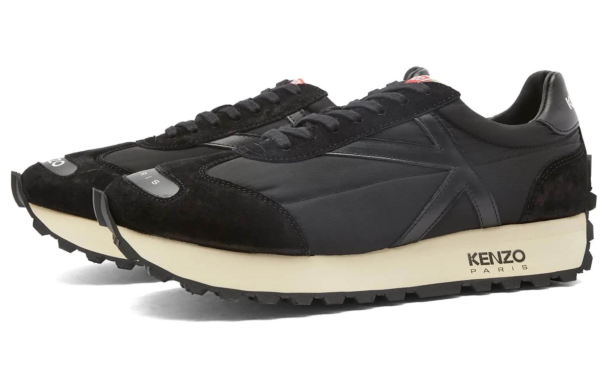 Kenzo Leather Round Toe Lace-Up Low Top 'Black' 圖 3