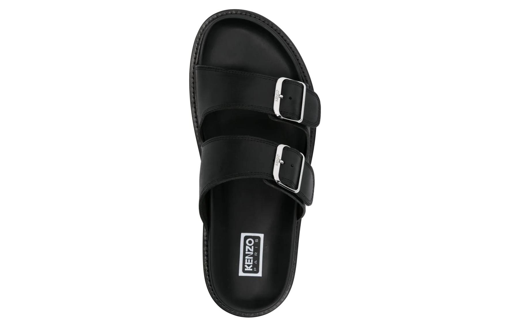 Kenzo Leather Toe Loop Buckle Slide 'Black' 圖 5
