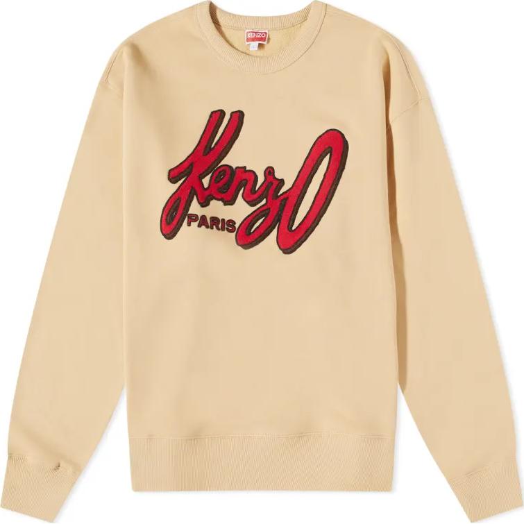 KENZO Letter Logo Crewneck Pullover Sweatshirt Beige () FD65SW0884MB-12