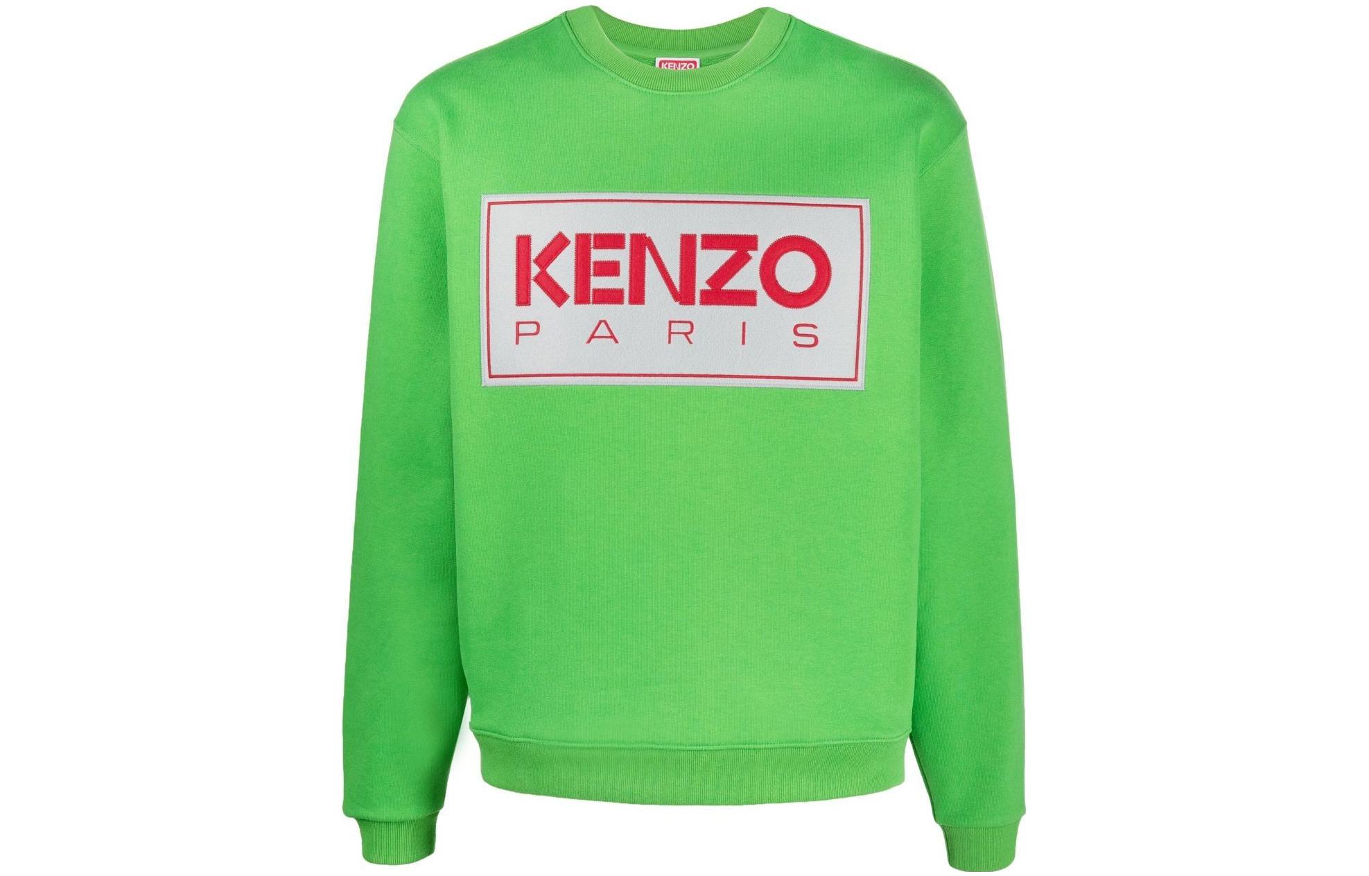 KENZO Letter Logo FW22 Green Pullover Ribbed Long Sleeve Sweatshirt Men. FC65SW4164ME-57