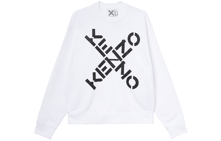 KENZO Letter Logo Printed White Pullover Sweatshirt for Men FA65SW5214MS-01