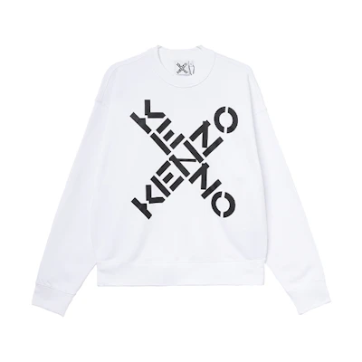 KENZO Letter Logo Printed White Pullover Sweatshirt for Men FA65SW5214MS-01
