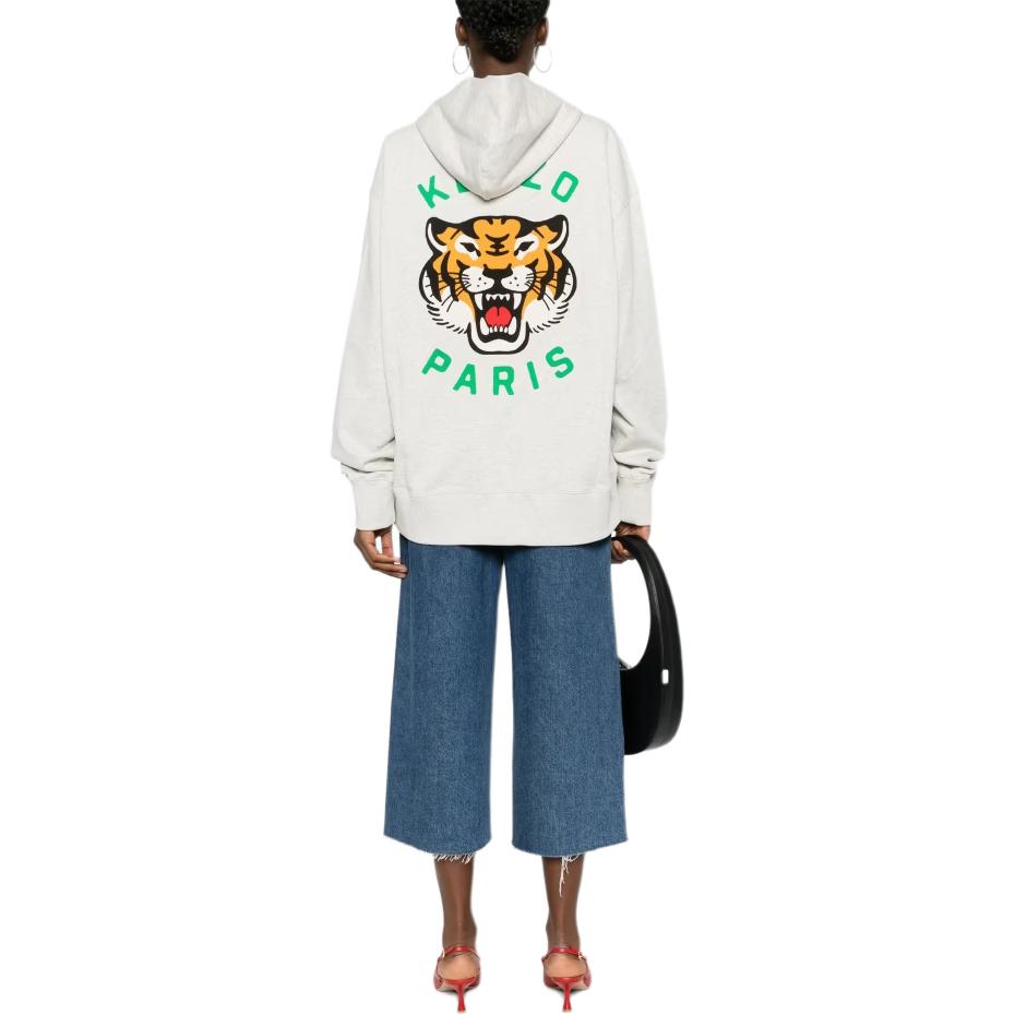 Details for KENZO Letter Print Pullover Hoodie Long Sleeve Unisex Grey FE58SW0114MF-93A
