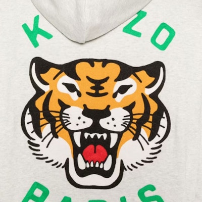 KENZO Letter Print Pullover Hoodie Long Sleeve Unisex Grey FE58SW0114MF-93A 1