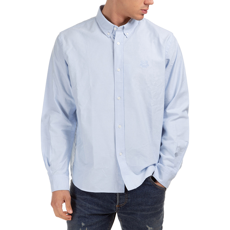 Purchase KENZO ライトブルー コットン 長袖シャツ 小さな虎ヘッド付き FA65CH4001LD-63
