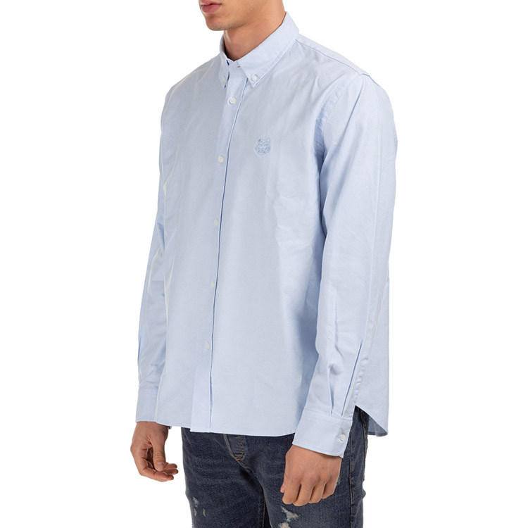 Details for KENZO ライトブルー コットン 長袖シャツ 小さな虎ヘッド付き FA65CH4001LD-63