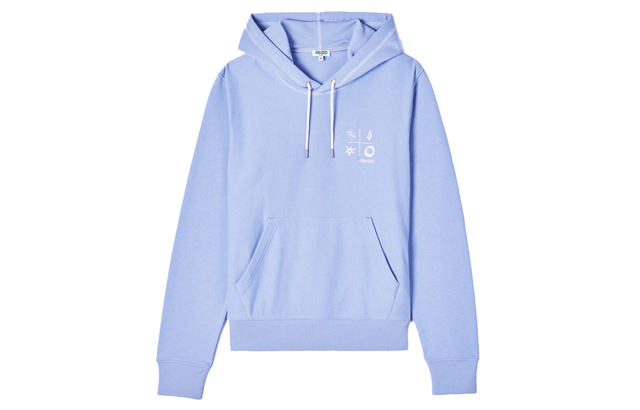 KENZO Light Blue Hoodie with Print Design FA55SW3644ME-65