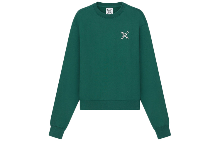 KENZO Little X Logo Fleece Pullover Sweatshirt Green - FA65SW0014MS-56