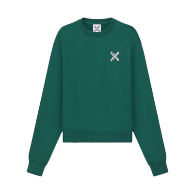 KENZO Little X Logo Fleece Pullover Sweatshirt Green - FA65SW0014MS-56
