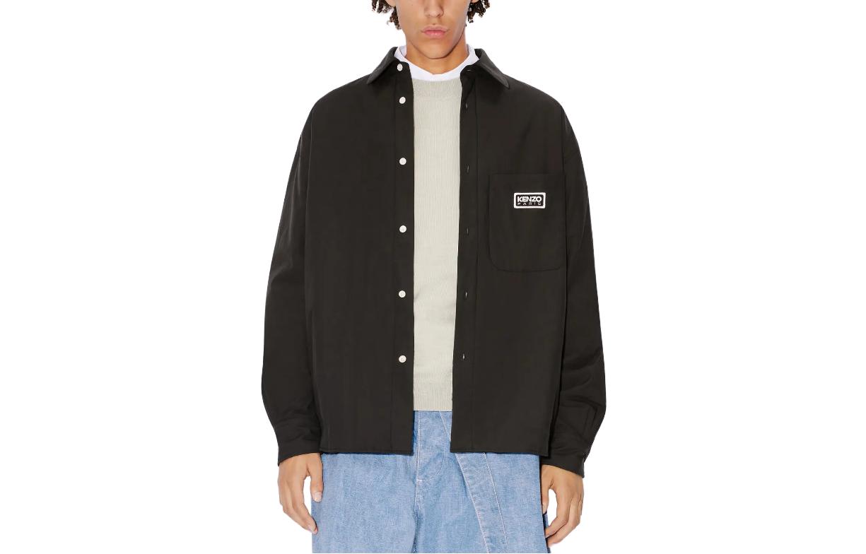 Order KENZO Logo Collared Single-Breasted Long Sleeve Jacket Unisex Black. FE58CH5259LH-99