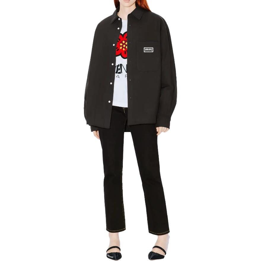 Shop KENZO Logo Collared Single-Breasted Long Sleeve Jacket Unisex Black. FE58CH5259LH-99