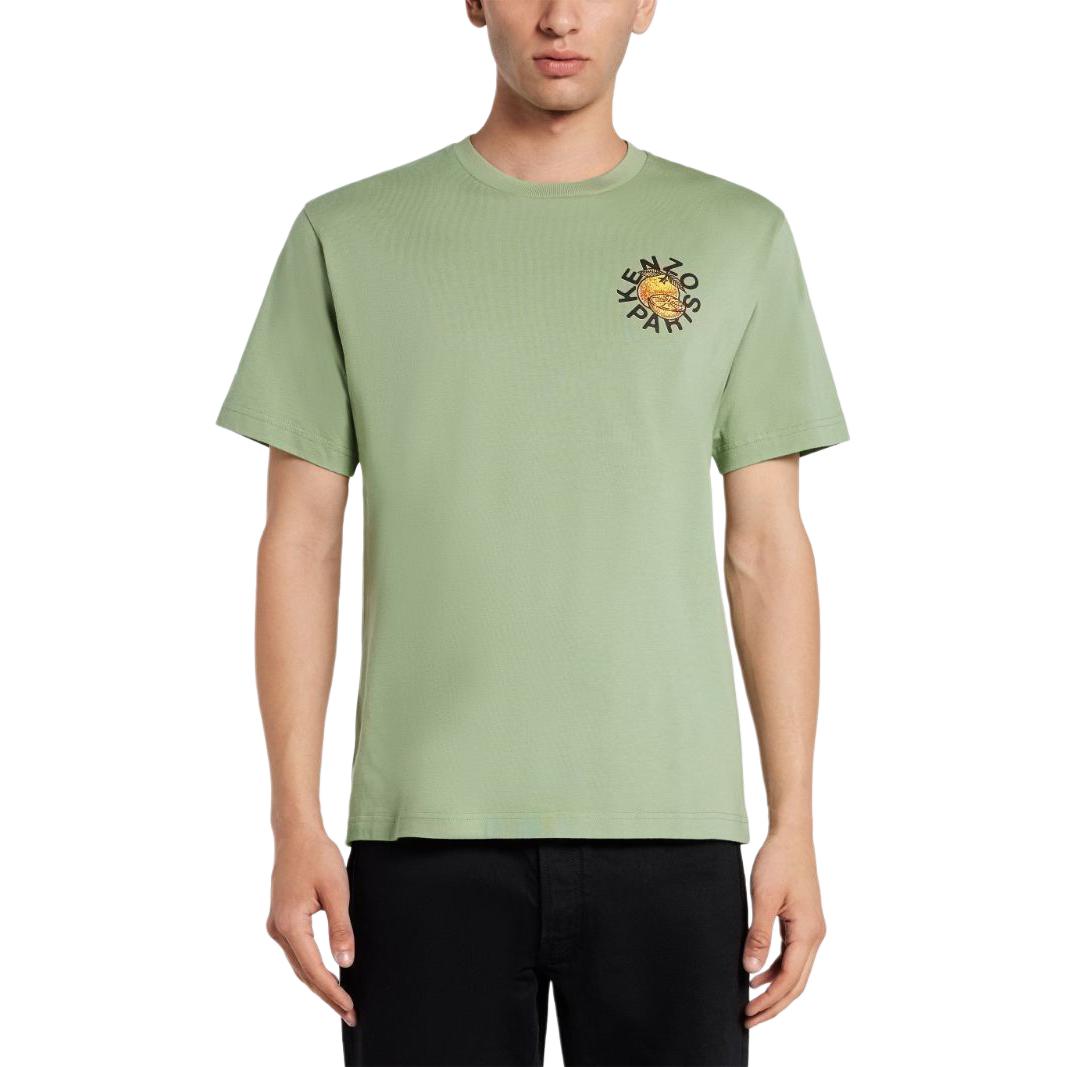 Lookbook KENZO Camiseta Logo de Algodón Light Green SS24 Cuello Redondo. FE55TS1904SG-47