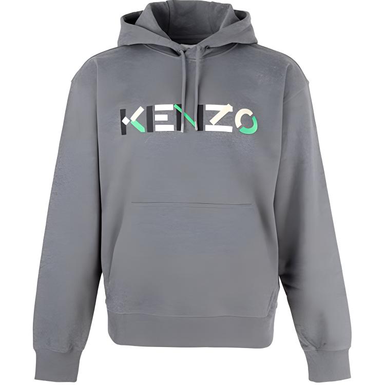 KENZO Logo Embroidered Pullover Hoodie Men’s Grey 5SW5394MO-96