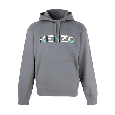KENZO Logo Embroidered Pullover Hoodie Men’s Grey 5SW5394MO-96