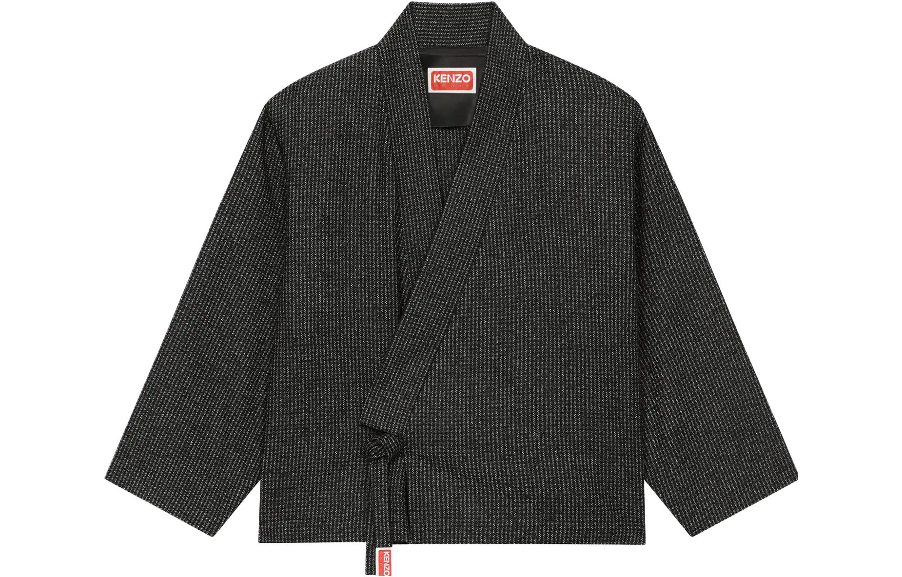 KENZO Logo Patch Casual Kimono Jacket Coal Grey () FD65VE1409RD-98