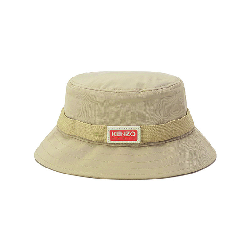 KENZO Logo Patch Cotton Bucket Hat Khaki - Unisex Outdoor Casual Style FC65AC204F3011