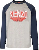 KENZO Logo Print Crewneck Long Sleeve Tee Grey FD65TS1054SI-94 KENZO Logo Print Crewneck Long Sleeve Tee Grey FD65TS1054SI-94