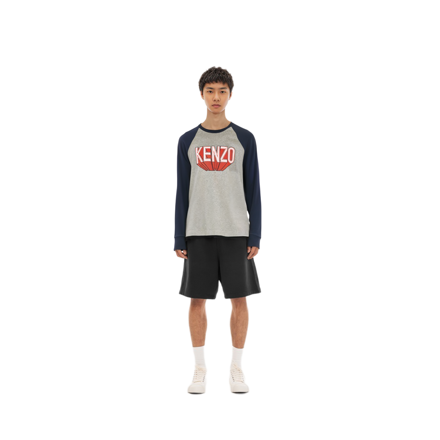 Purchase KENZO Kaos Lengan Panjang Crewneck Logo Print Abu-abu FD65TS1054SI-94