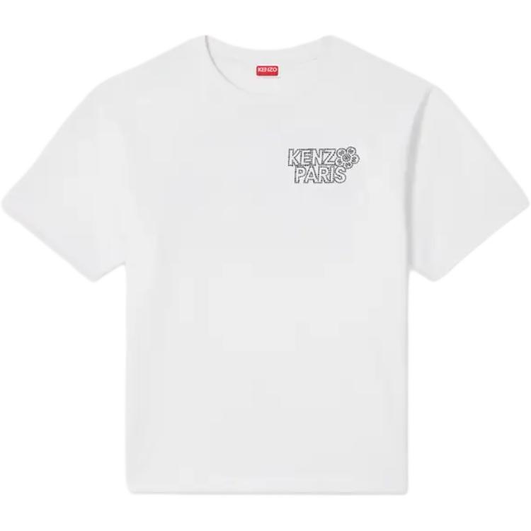 KENZO Logo Print Loose Fit Crewneck T-Shirt Grey White -  SS24. FE65TS2984SI-02