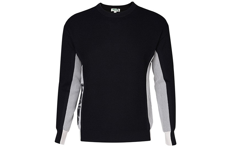 KENZO Logo Print Patchwork Pullover Sweatshirt Black FA55PU5133BB-99