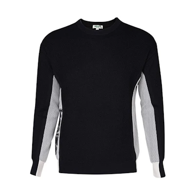 KENZO Logo Print Patchwork Pullover Sweatshirt Black FA55PU5133BB-99