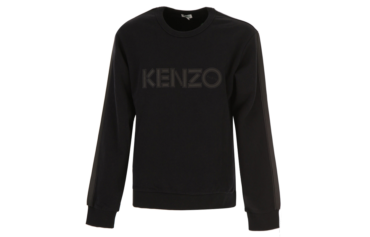 KENZO Logo Print Solid Black Long-Sleeve Sweatshirt for Men 5SW1614MC-99
