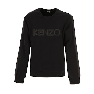 KENZO Logo Print Solid Black Long-Sleeve Sweatshirt for Men 5SW1614MC-99