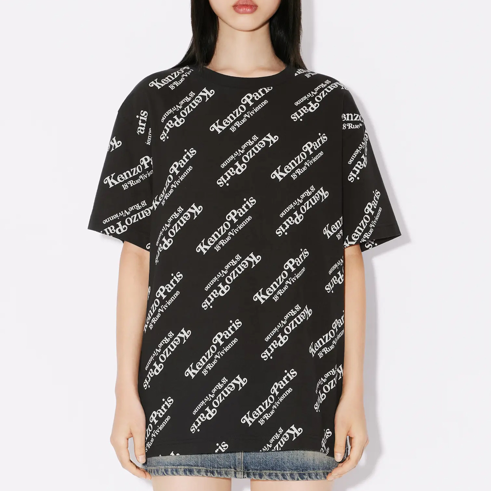Sizing KENZO Logo印花男女寬鬆短袖圓領T恤 FE58TS0044SY-02