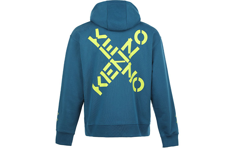 KENZO Logo Printed Solid Color Hoodie Blue FA65SW5304MS-78