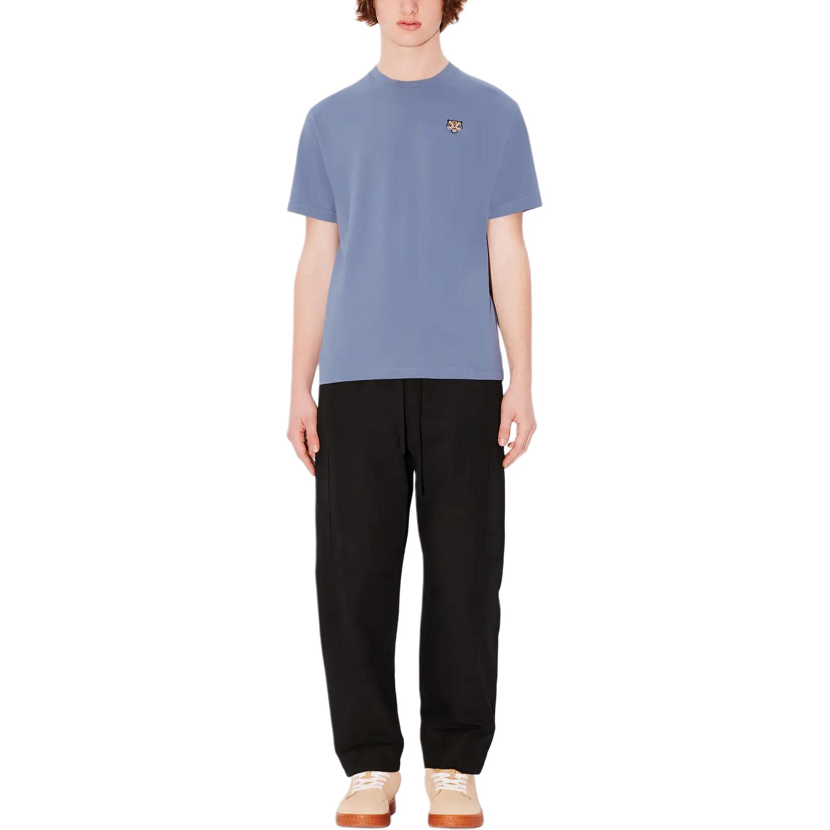 Shop KENZO 刺繡虎頭標誌短袖圓領T恤 SS24 藍色 FE55TS1984SG-67