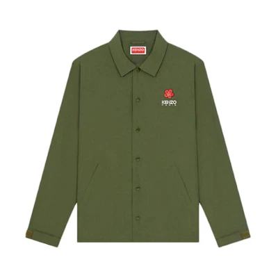 Kenzo Long Sleeve Logo Embroidered Casual Jacket Deep Khaki Color FD55BL0619NT-51