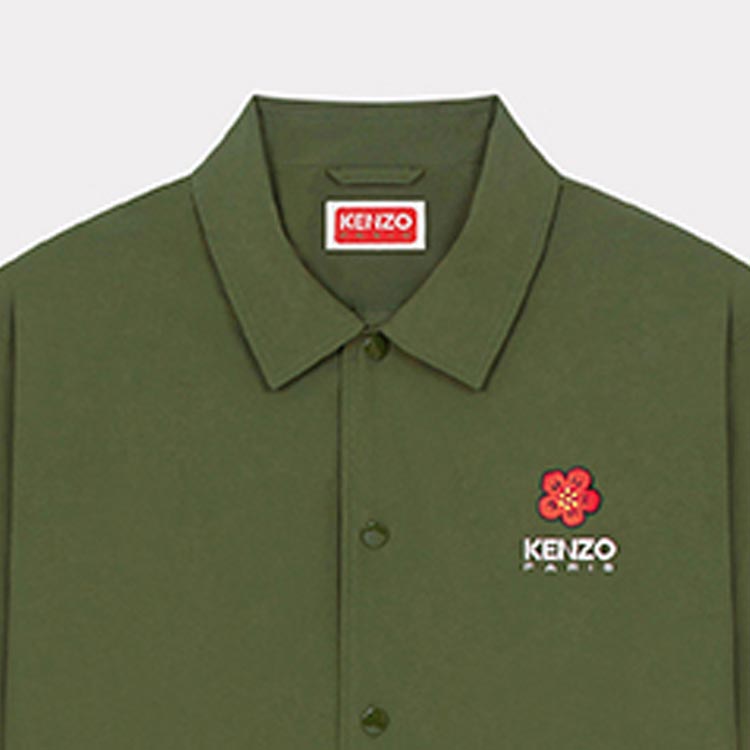Shop Kenzo 深卡其色刺繡Logo長袖休閒外套 FD55BL0619NT-51