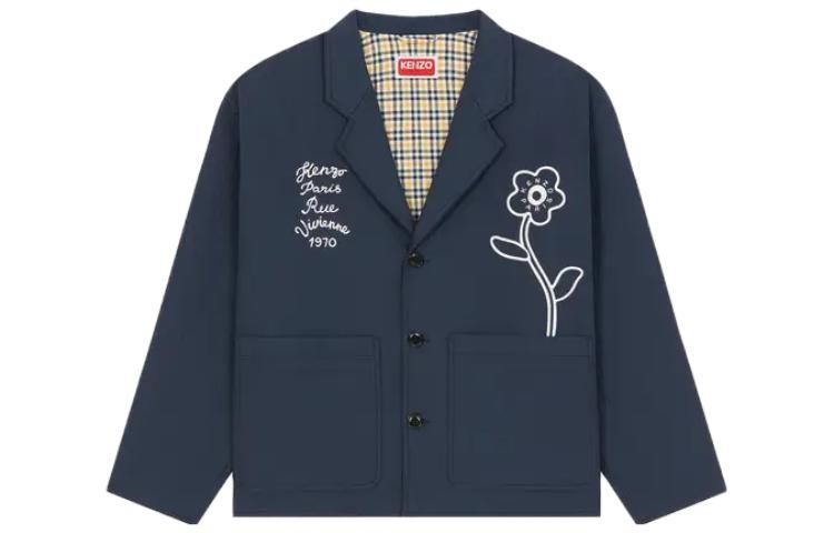 KENZO Loose Fit Cartoon Floral Print Jacket Midnight Blue () FD65VE2229GA-77