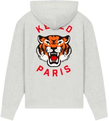 켄조 럭키 타이거 젠더리스 그레이 롱슬리브 캐주얼 후디 스웻셔츠. FE58SW0114MF-93 Lookbook 켄조 럭키 타이거 젠더리스 그레이 롱슬리브 캐주얼 후디 스웻셔츠. FE58SW0114MF-93