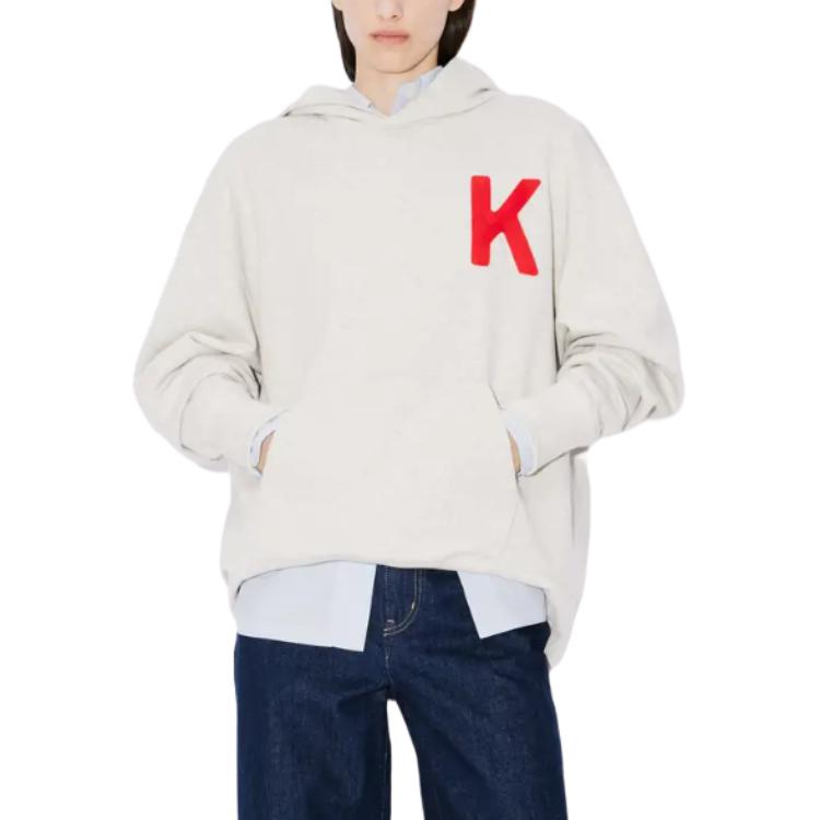 Sizing 켄조 럭키 타이거 젠더리스 그레이 롱슬리브 캐주얼 후디 스웻셔츠. FE58SW0114MF-93