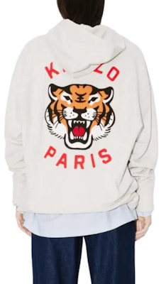 켄조 럭키 타이거 젠더리스 그레이 롱슬리브 캐주얼 후디 스웻셔츠. FE58SW0114MF-93 1