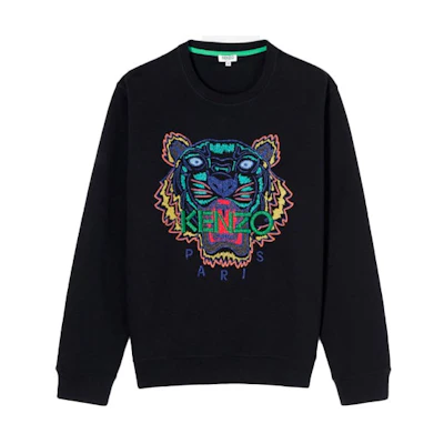 Kenzo Mens Black Tiger Embroidered Crewneck Sweatshirt F765SW0014XR-99