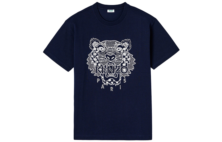 KENZO Midnight Blue Ikat Tie-Dye Tiger Embroidered T-Shirt FA55TS0854YK-77 圖 2