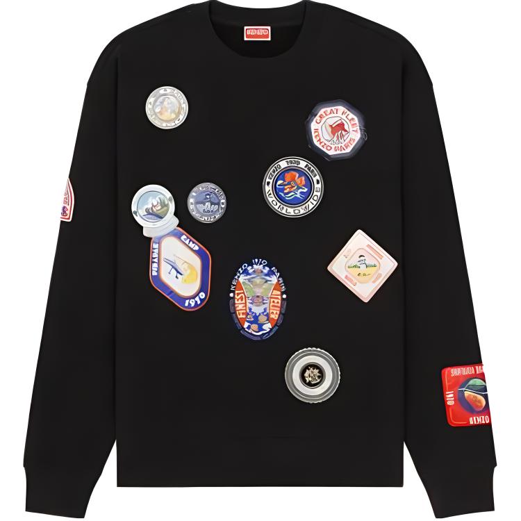 KENZO Multicolor Patchwork Crewneck Sweatshirt Black FD65SW0944ME-99J
