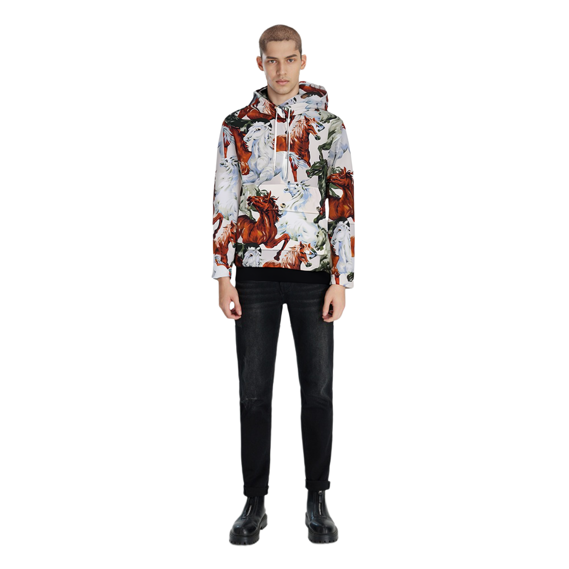 Shop 겐조 멀티컬러 말 프린트 디자인 스웻셔츠 FA65BL0499PC-01