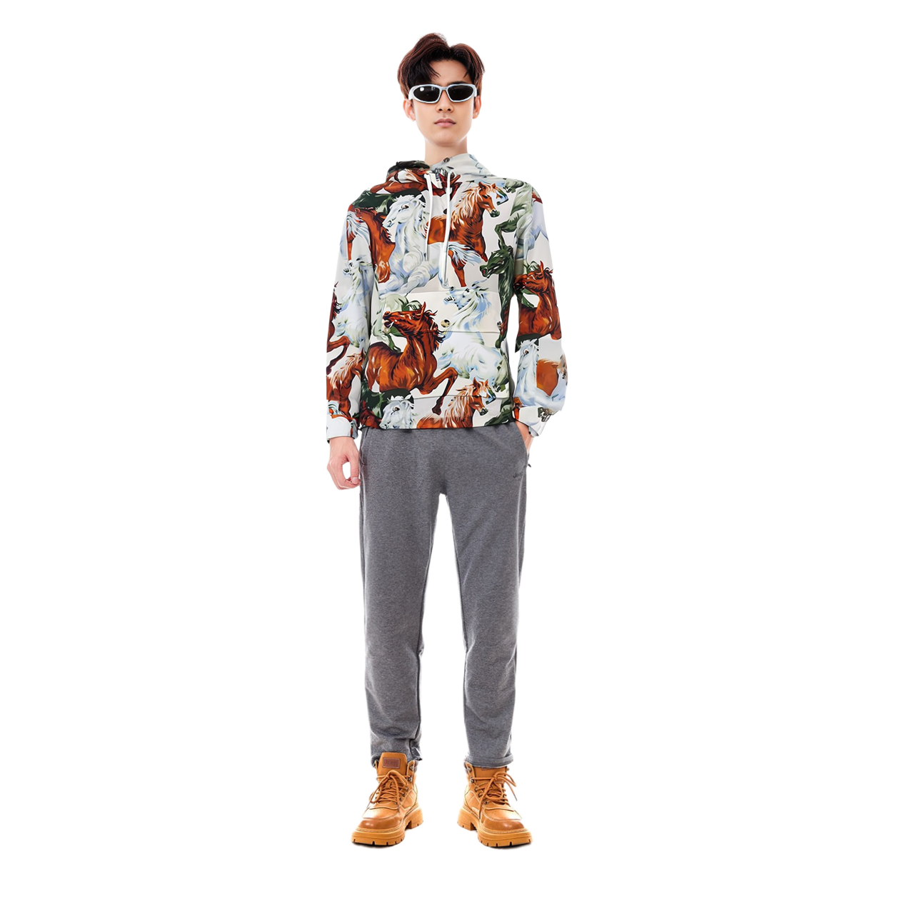 Purchase 겐조 멀티컬러 말 프린트 디자인 스웻셔츠 FA65BL0499PC-01