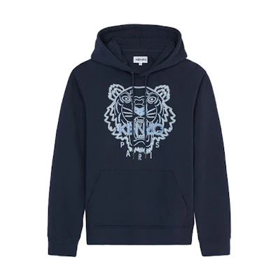 KENZO Navy Classic Logo Tiger Embroidered Cotton Hoodie FB65SW3344XF-79