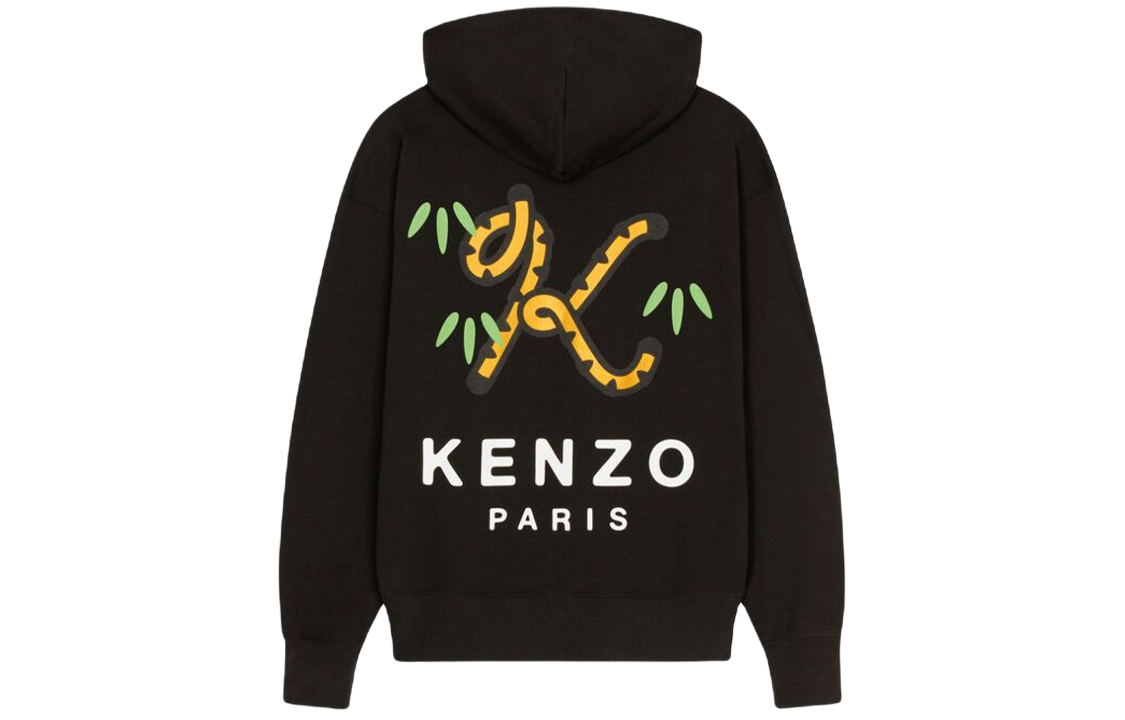 Order KENZO Nigo Drop2 Tiger Tail Series Large Logo Hoodie Men’s Black FC55SW461CMI-99J-L