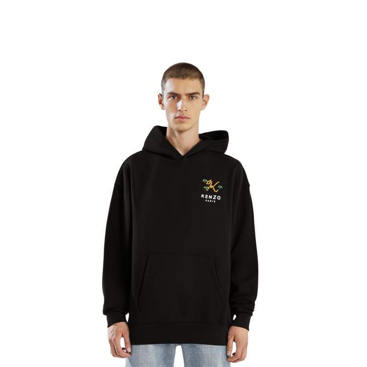 Shop KENZO Nigo Drop2 Tiger Tail Series Large Logo Hoodie Men’s Black FC55SW461CMI-99J-L