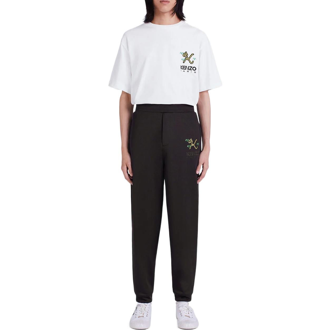 Shop KENZO Nigo 第二季虎尾标刺绣长裤 黑色 秋季款式. FC65PA7904IP-99J