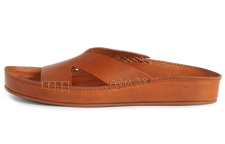 Kenzo Opanka Leather Slides 'Brown' FB55MU023L65-13