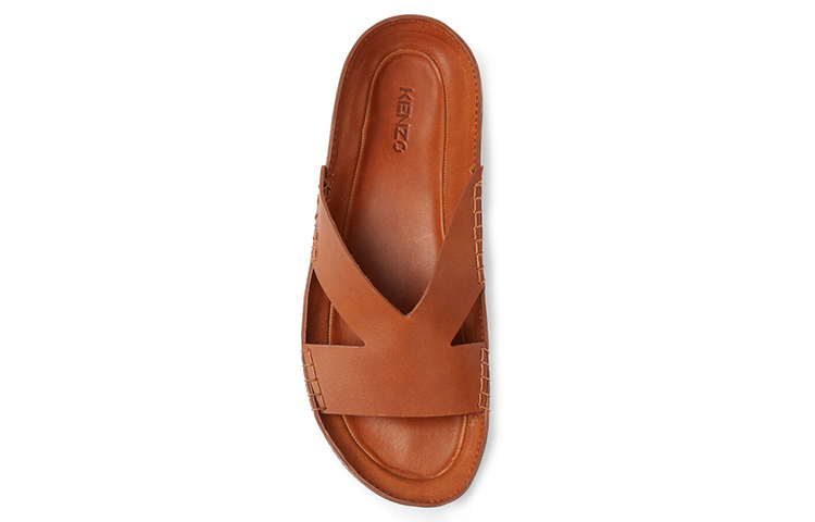 Shop ケンゾー オパンカ レザー スライド (ブラウン) FB55MU023L65-13