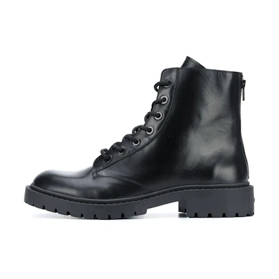 Kenzo Pike Leather Lace-Up Ankle Boots 'Black'